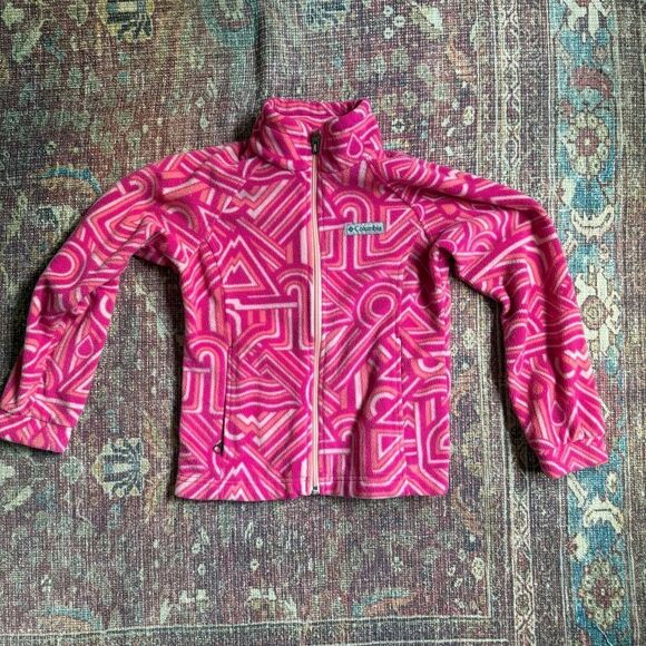 Columbia Other - Small 7/8 Columbia Kids Pink Patterned Fleece Jacket